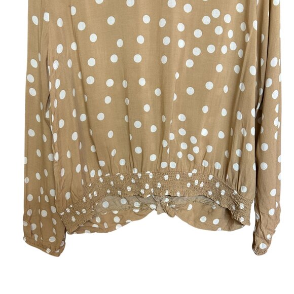 Torrid Tan Polka Dot Blouse - Picture 3 of 7
